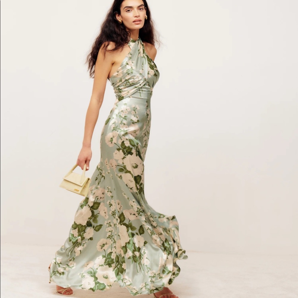 NWT Reformation Veria Gown in Tarragon
